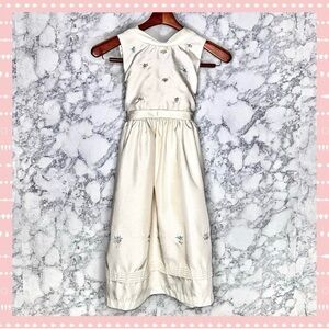 Perfectly Dressed 90s Ivory White Floral Embroidered Sleeveless Dress Girls 12
